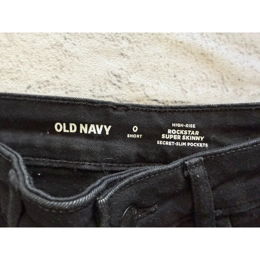 Old Navy Rockstar Sz 0 Super Skinny Black Jeans Short 26